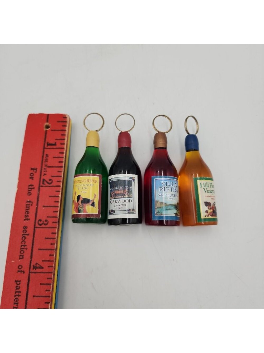 Vintage Resin Wine Bottle Charms Set Of 4 3"